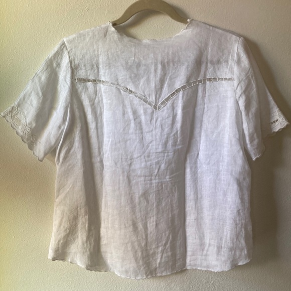 Chasing Unicorns✨ Not Alone Anymore Linen Cutwork Blouse sz M - Picture 13 of 17